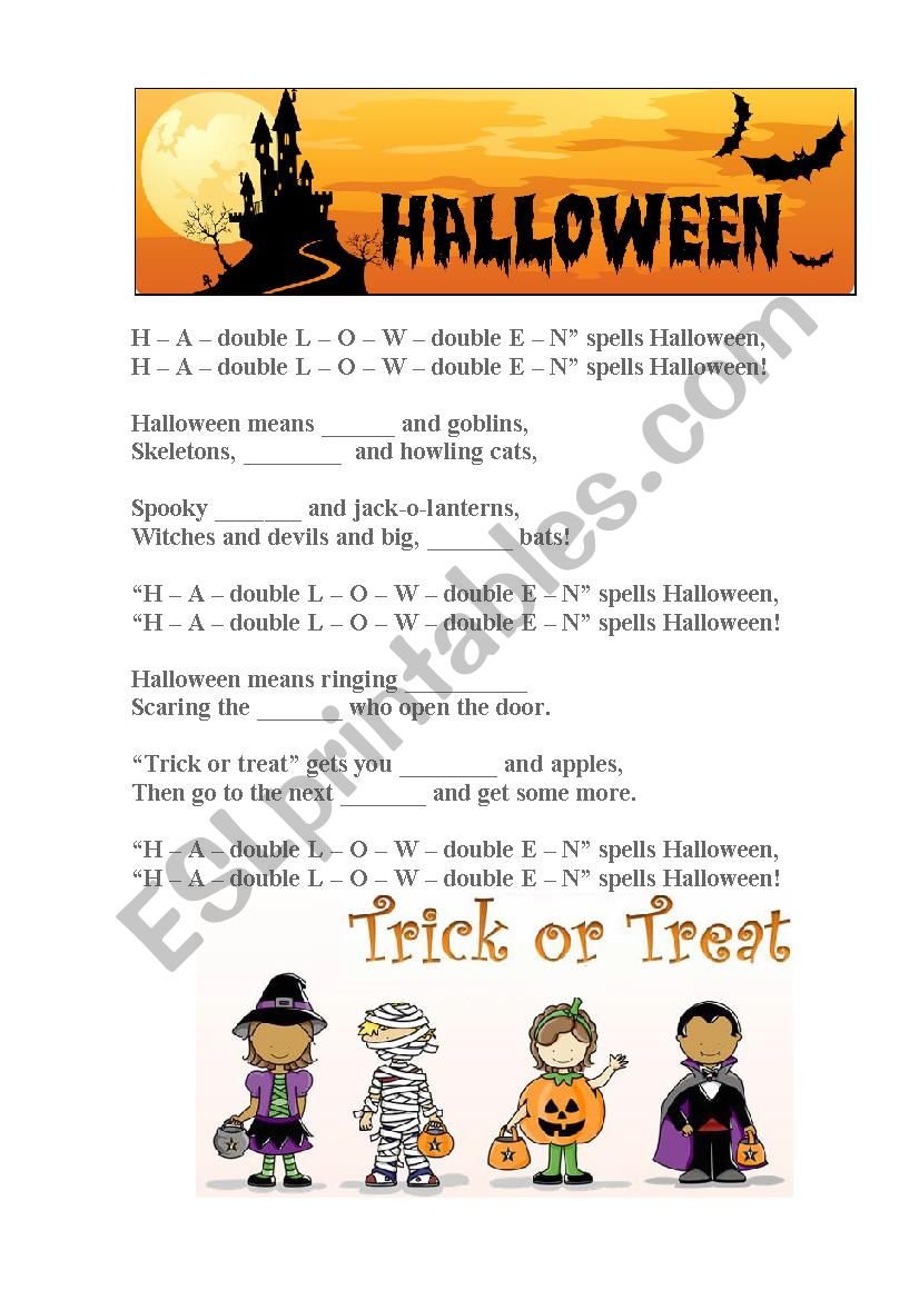 Halloween song worksheet