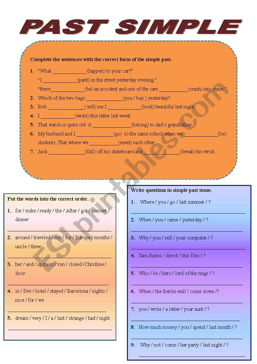 past simple worksheet