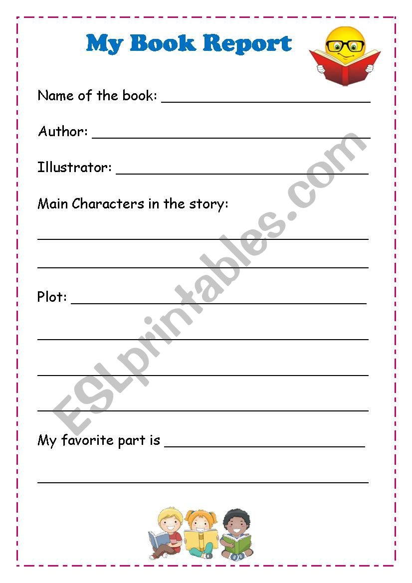 my first book report worksheet