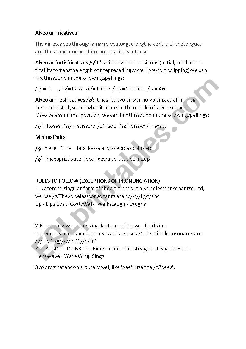 Alveolar fricatives (Fortis and Lenis)