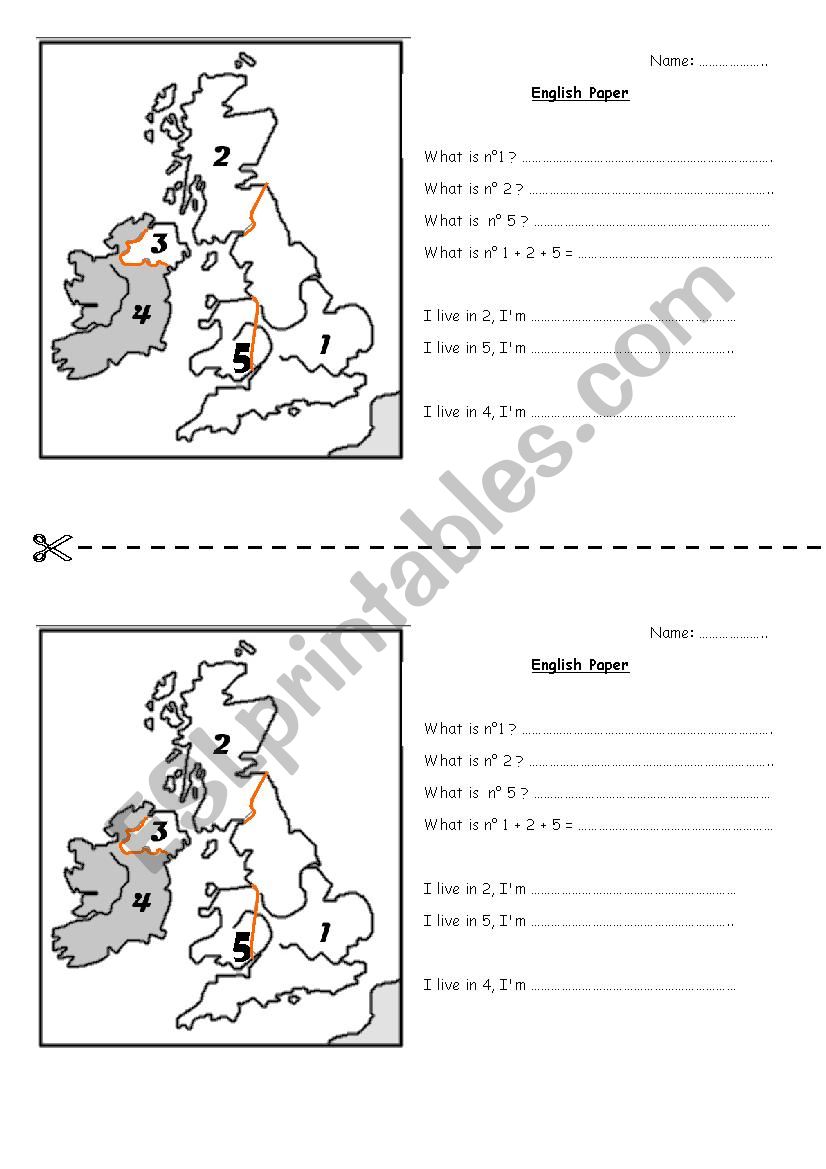 Uk and nationalities worksheet