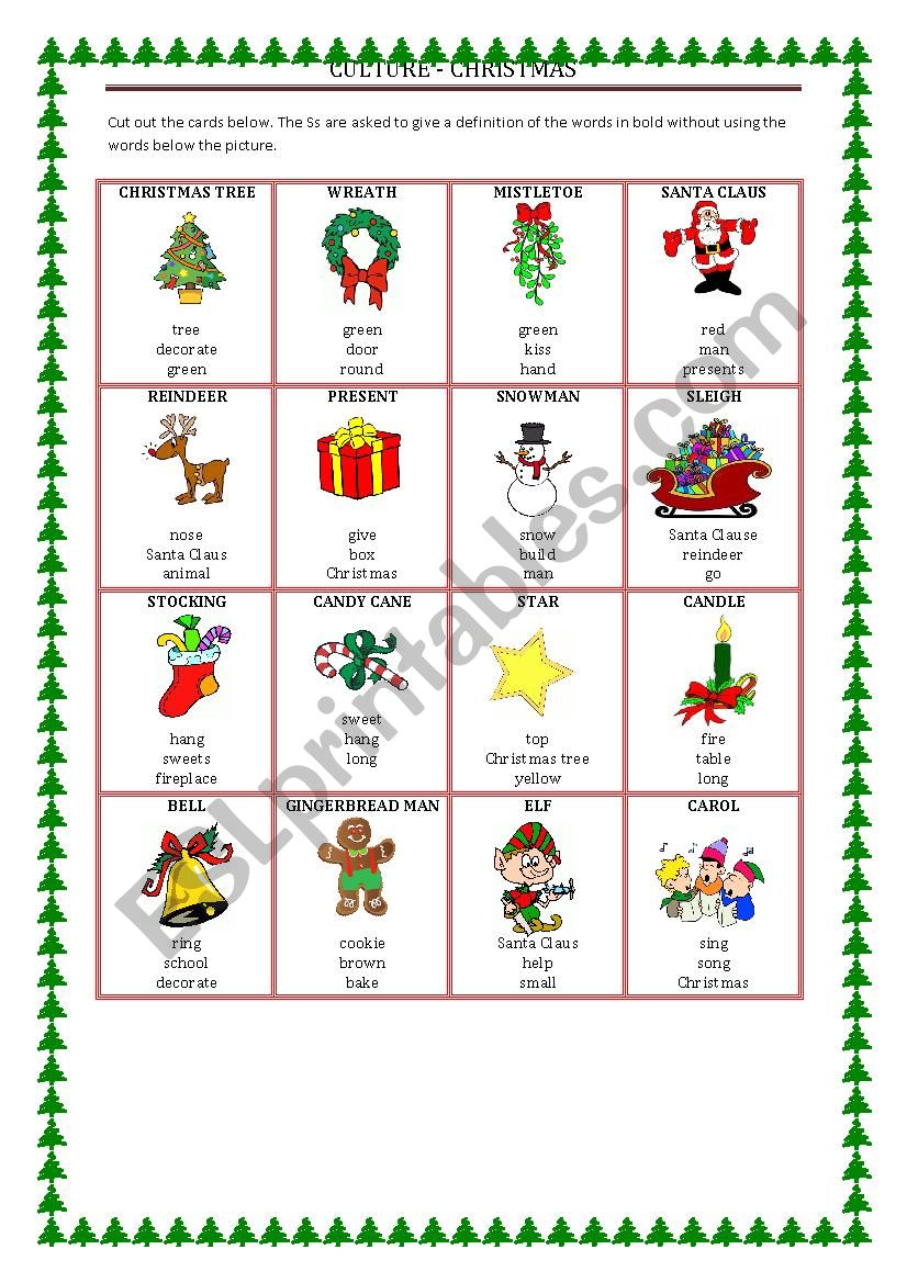 CULTURE - CHRISTMAS taboo cards