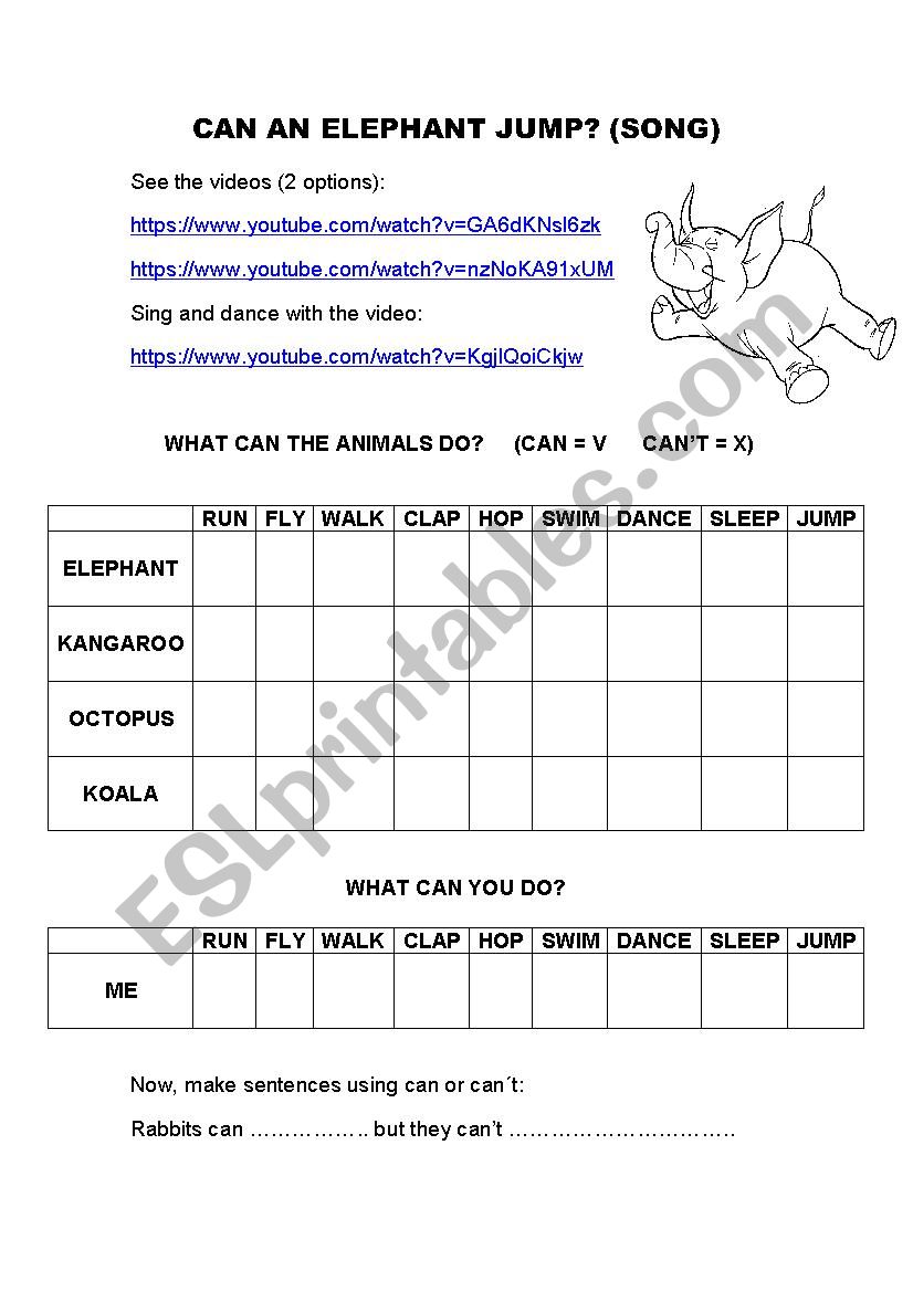 Can an elephant jump? worksheet