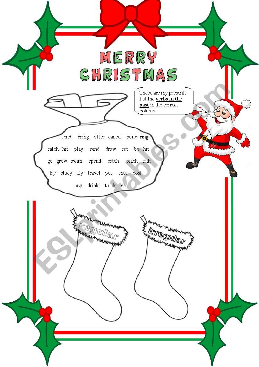 Christmas verbs in the past worksheet