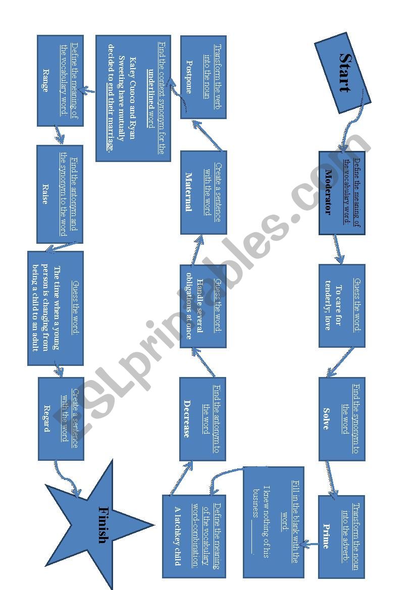 Vocabulary Game Topic Family worksheet