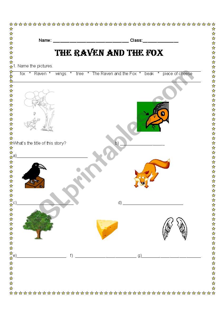 The Raven and the Fox Vocabulary