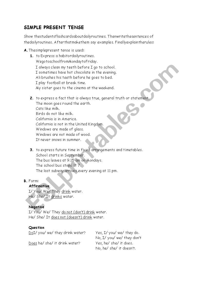 Simple Present Tense worksheet