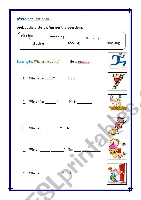 Present Continuous  worksheet