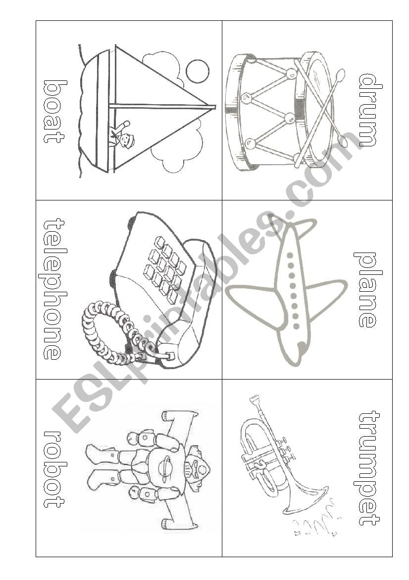 Noisy toys cards activity worksheet