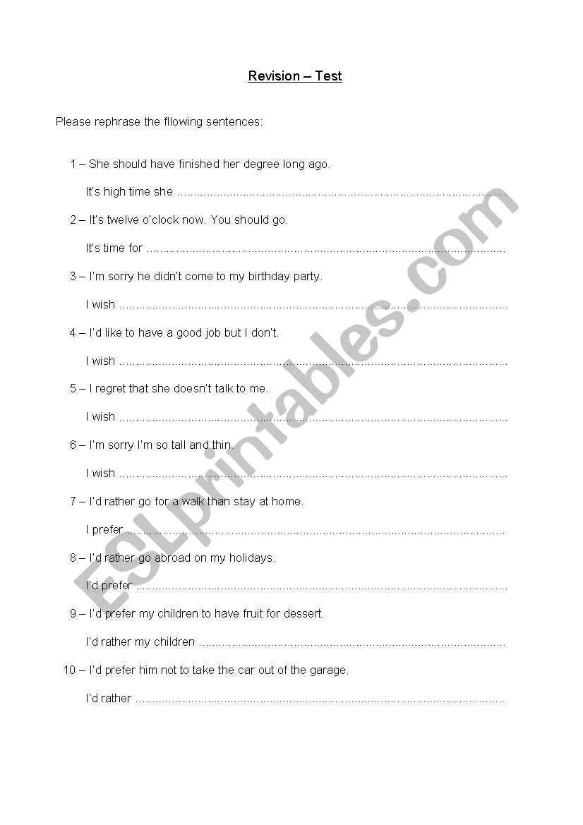 wish worksheet