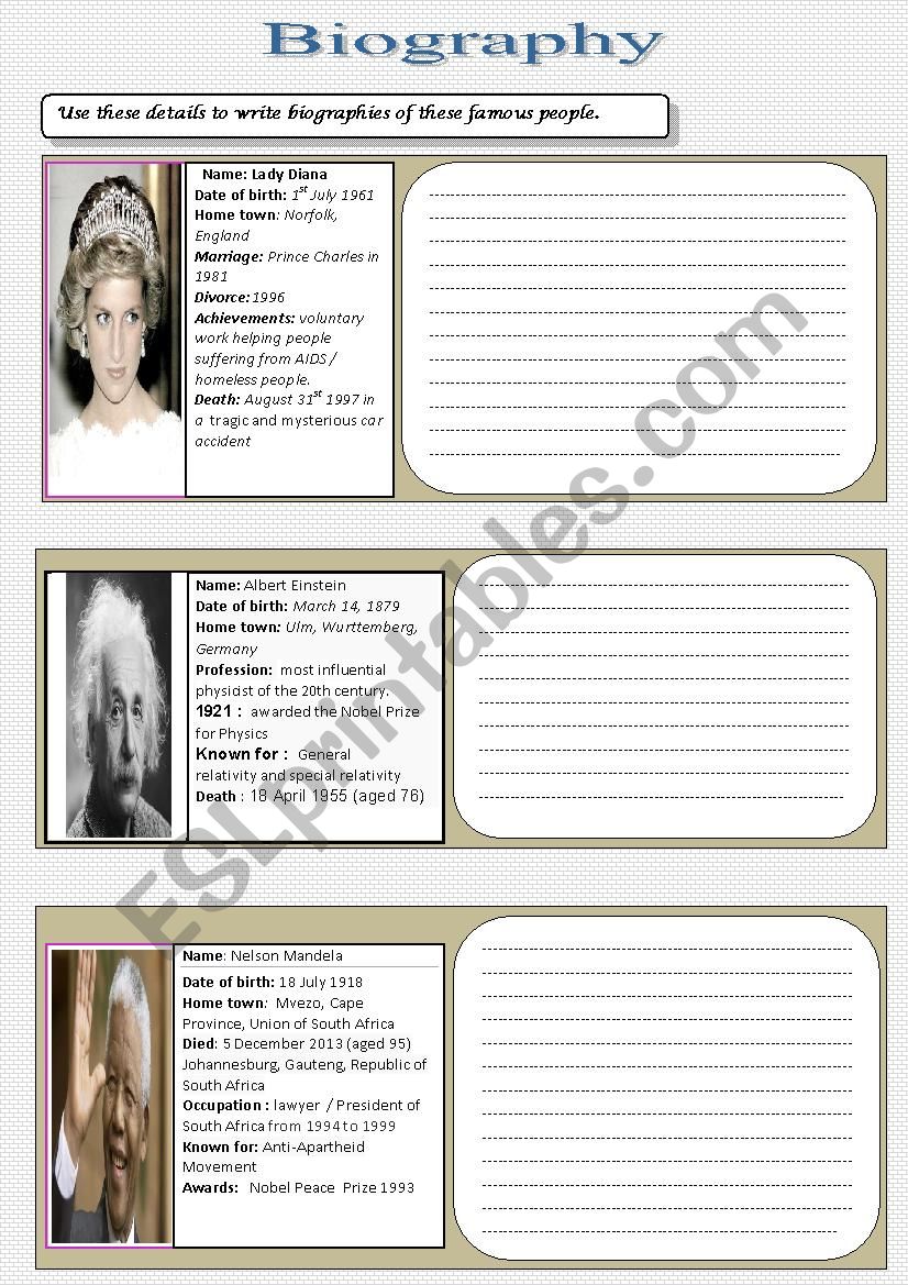 biography worksheet