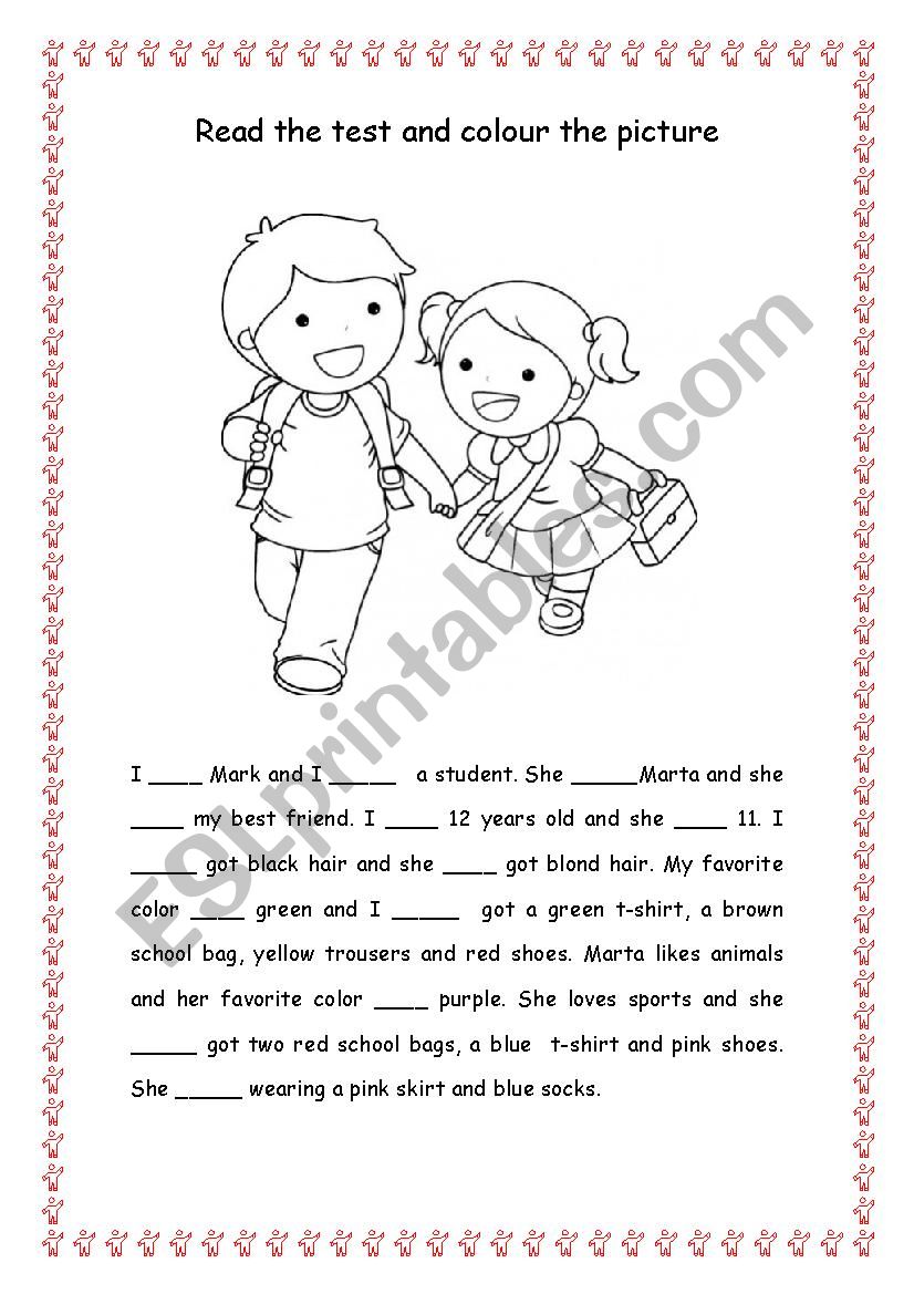 Read and colour the picture worksheet