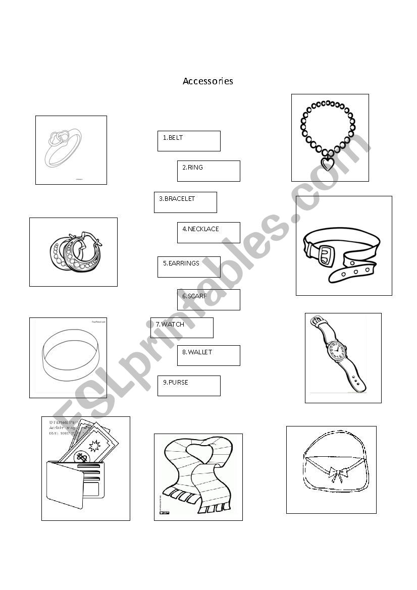 Accessories worksheet