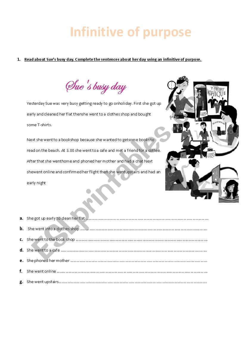 Infinitive of Purpose worksheet