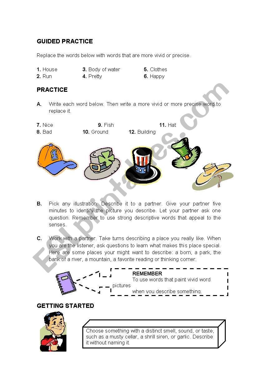 DESCRIPTIVE PARAGRAPH worksheet