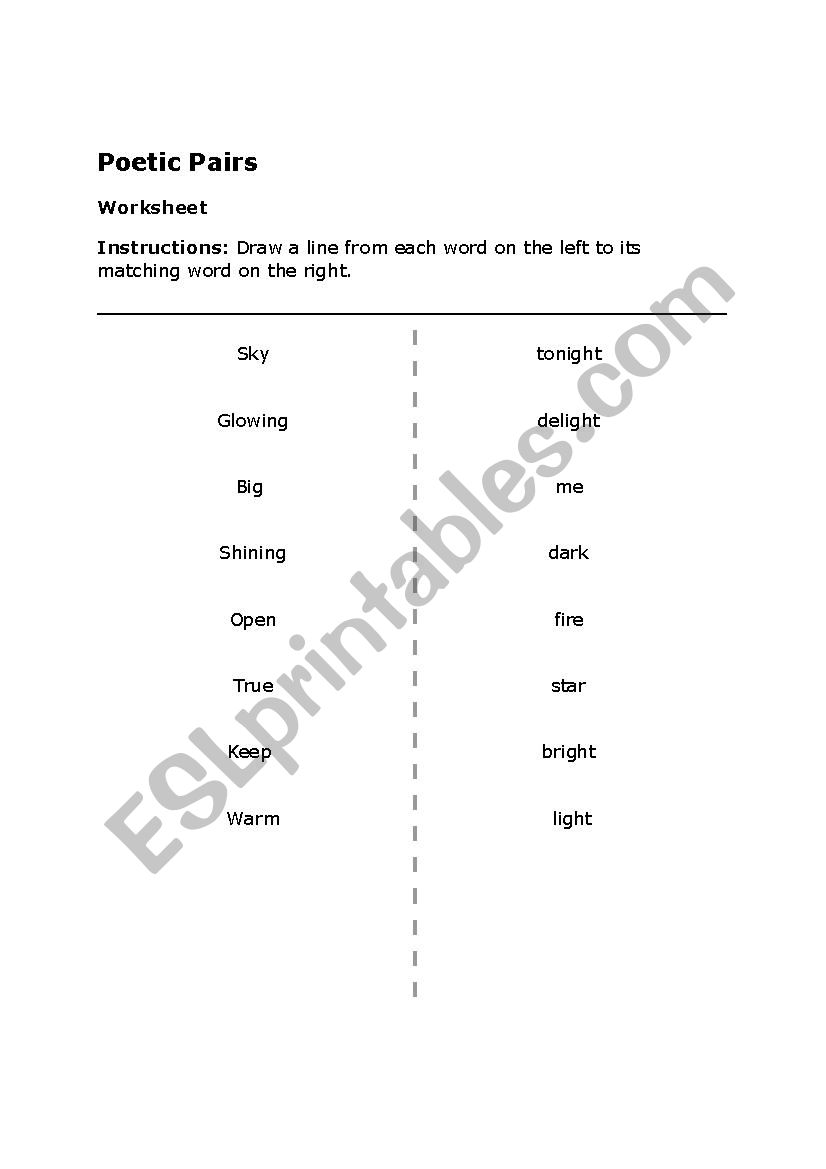 Poetic Pairs worksheet