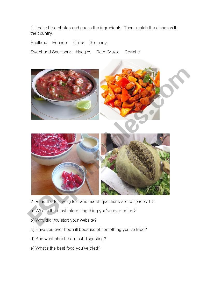 International foof worksheet