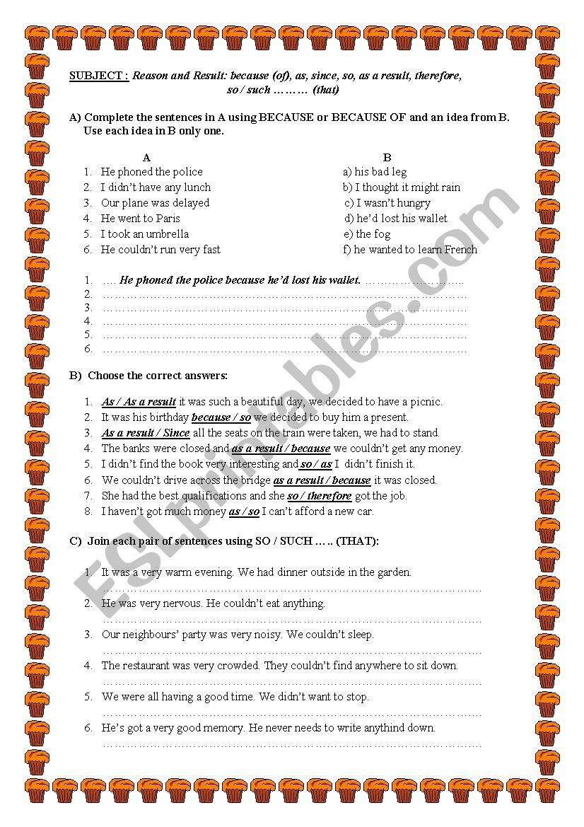 linking words worksheet