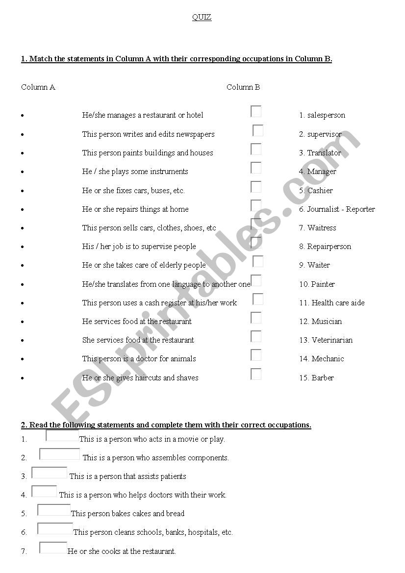 Review Quiz  worksheet