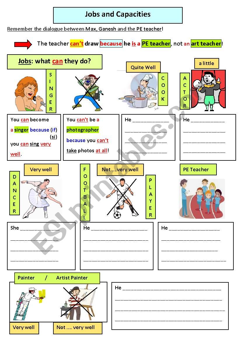 Jobs and Capacities worksheet