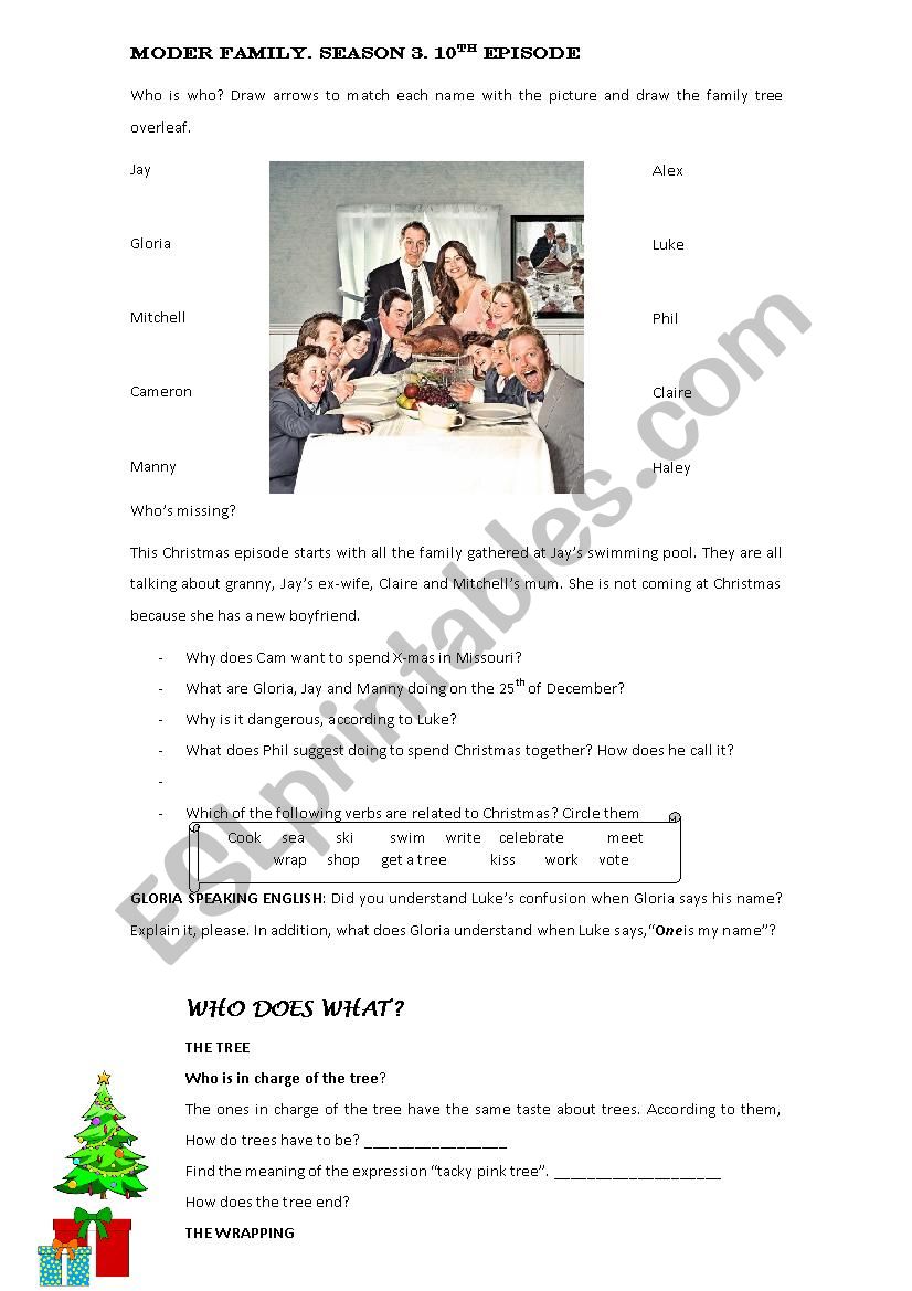 MODERN FAMILY 3x10 worksheet