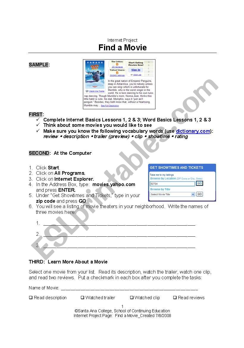 Find a Movie: Internet Project