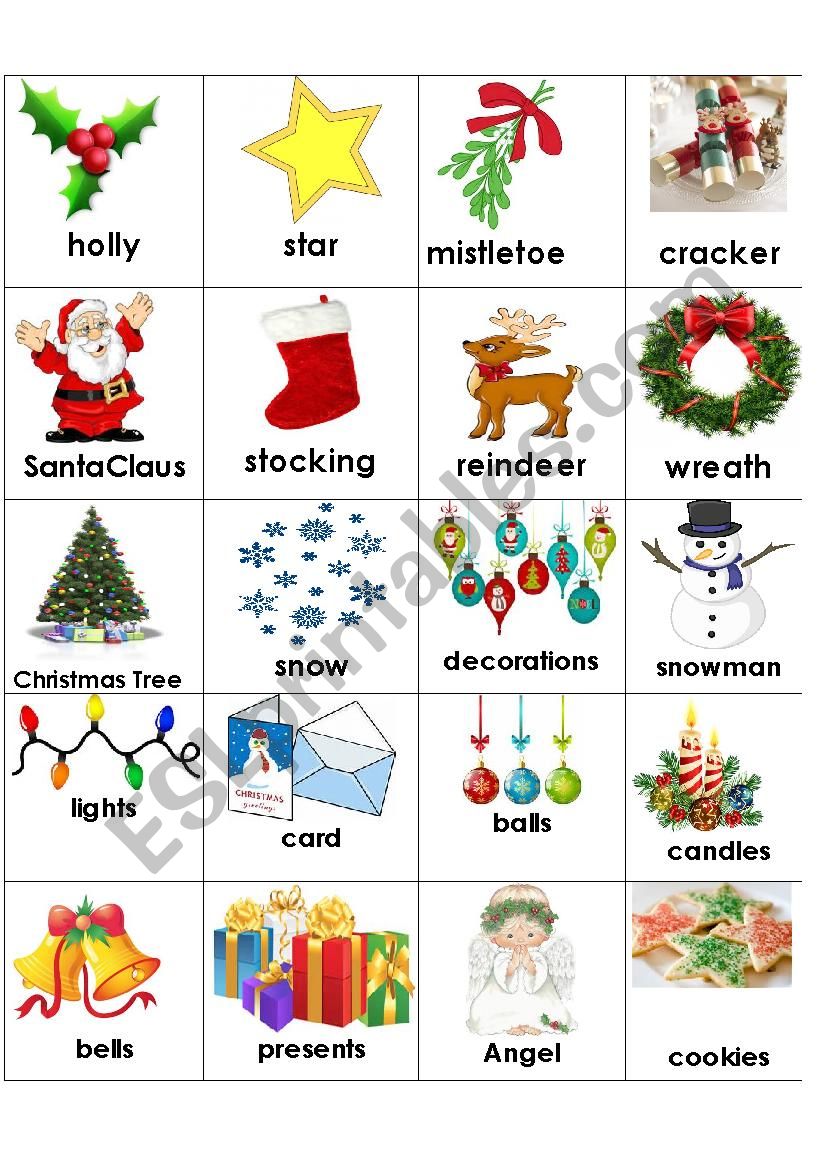 Christmas Vocabulary Memory Game