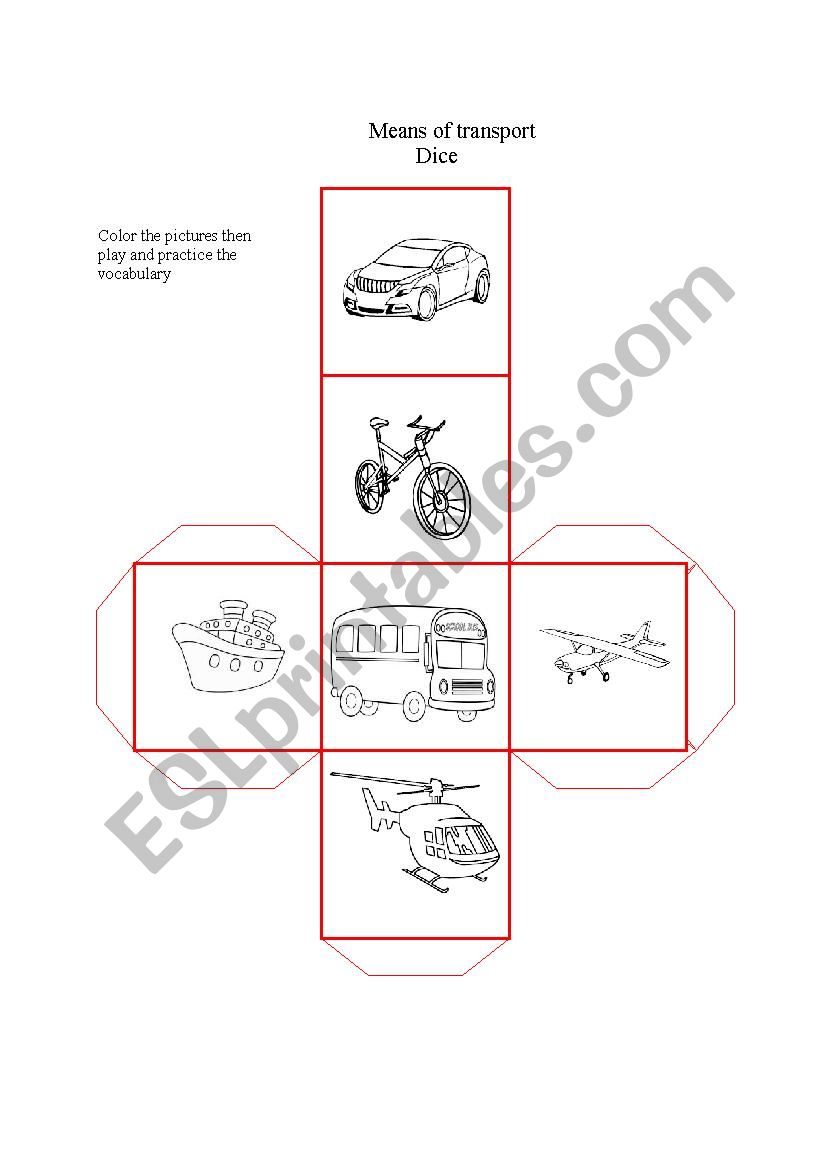 means of transport worksheet