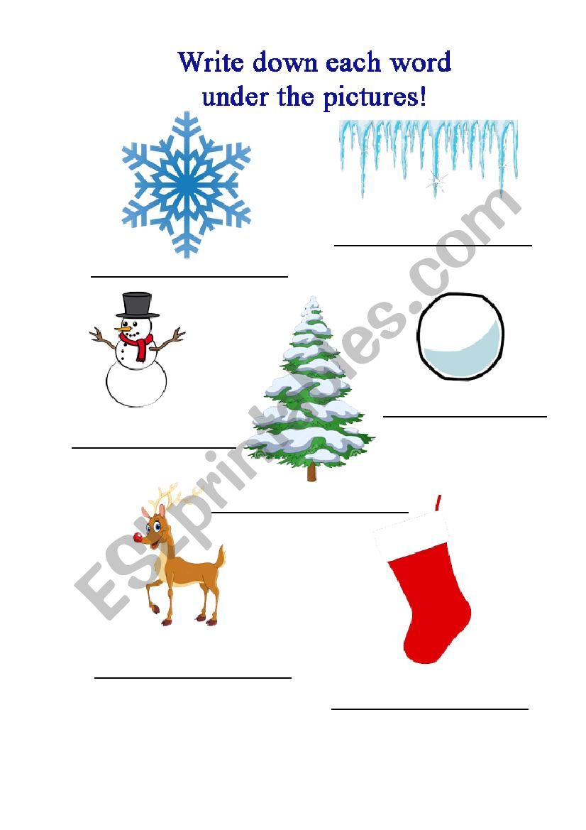 write winter words worksheet