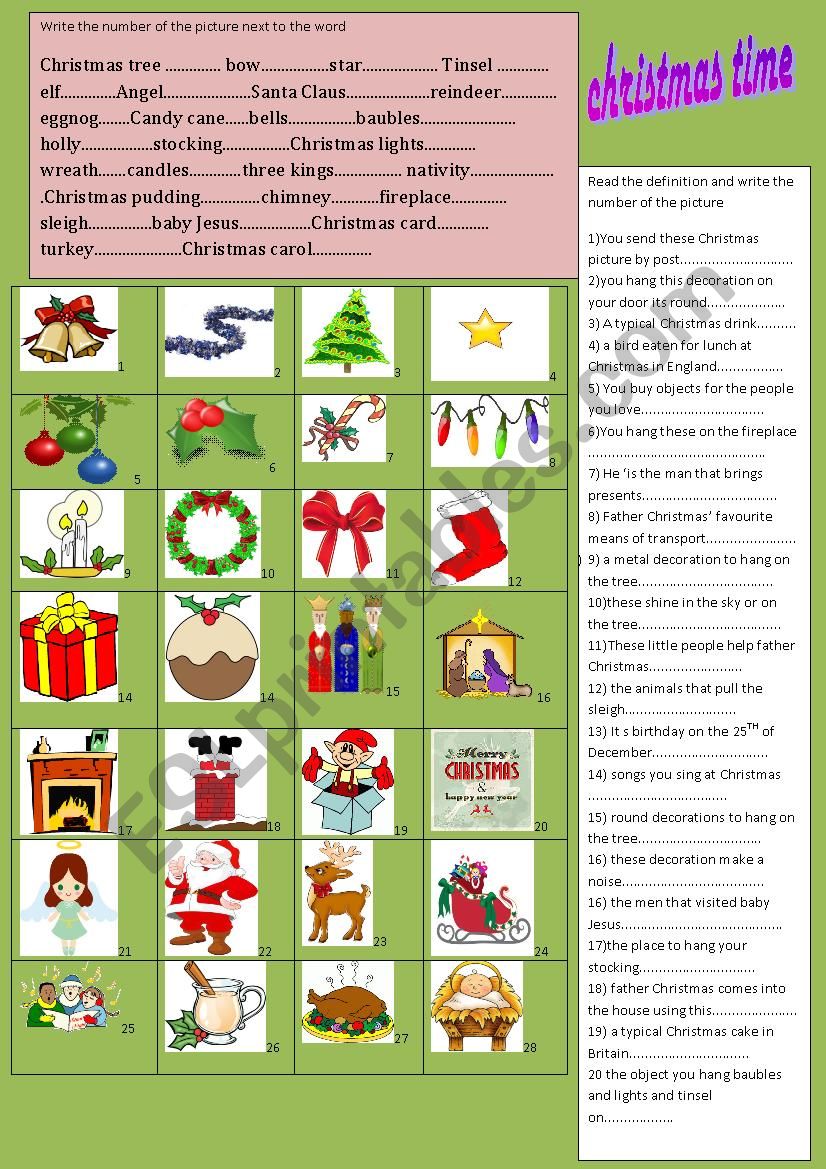 christmas time worksheet