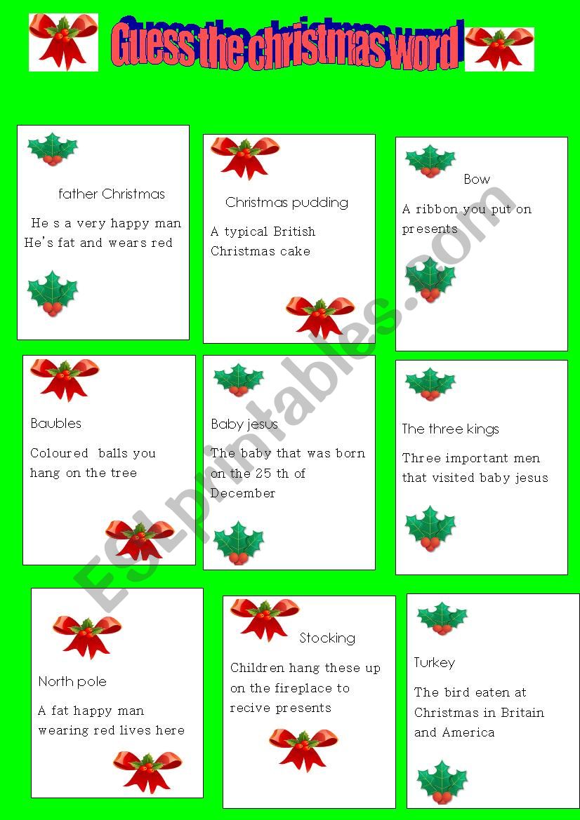 Guess the christmas words  worksheet