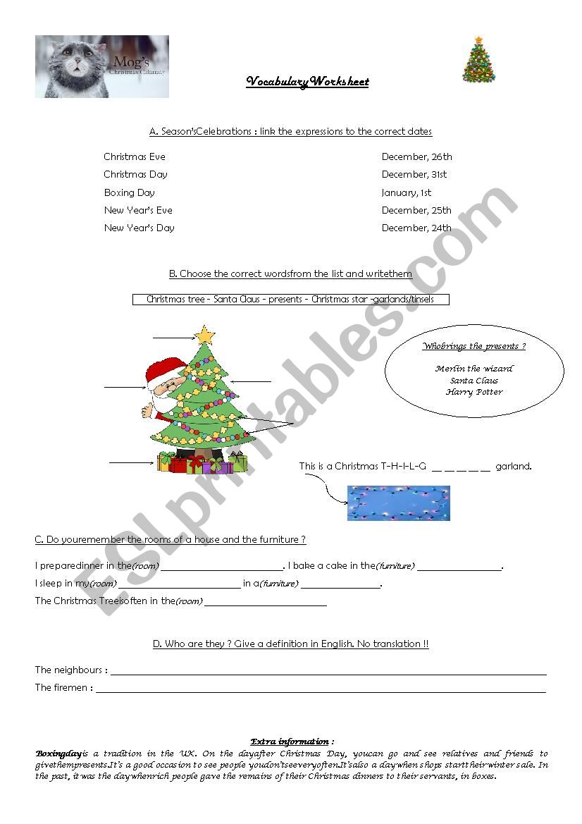 Christmas Vocabulary worksheet