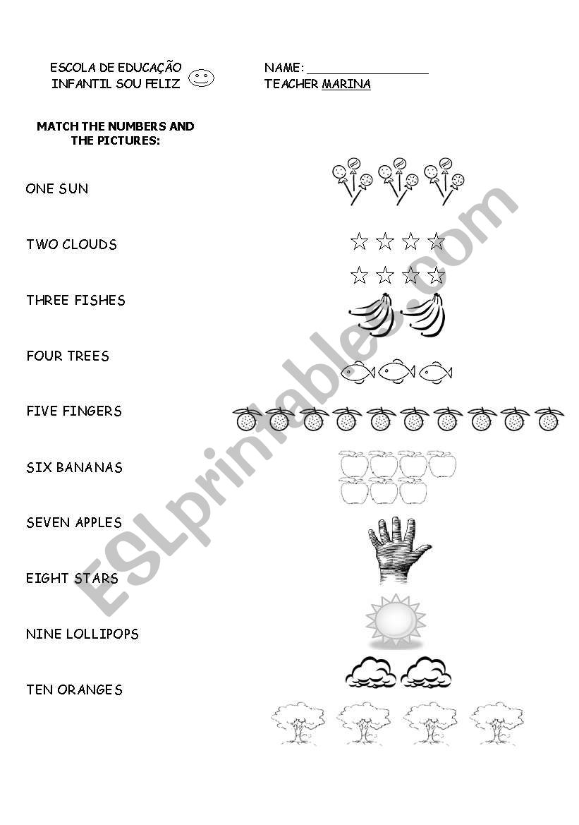 Match the numbers and the pictures