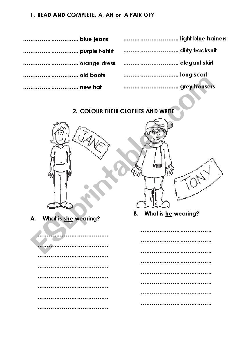 What are you wearing? worksheet