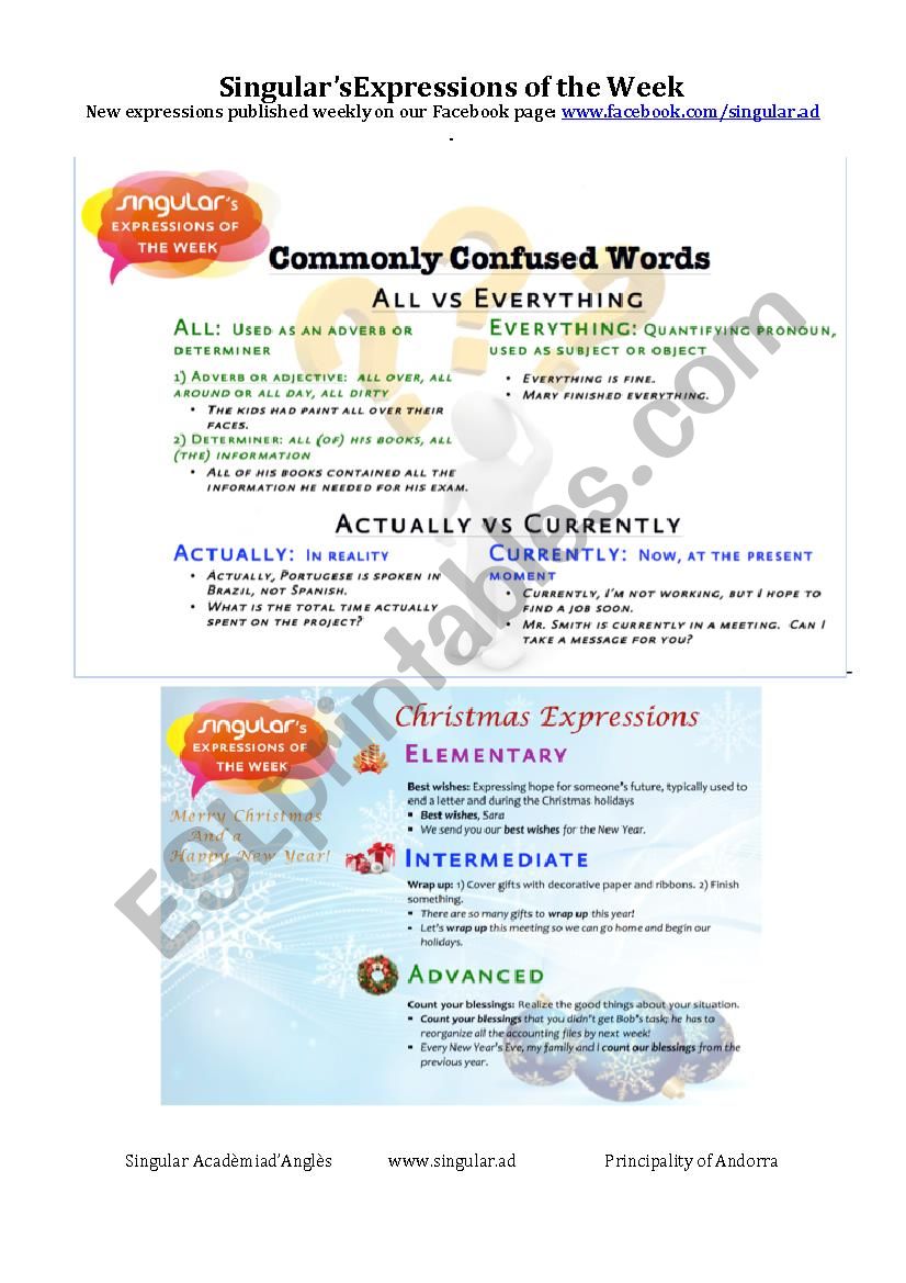 Expressions of the week: Commonly Confused Words & Christmas expressions