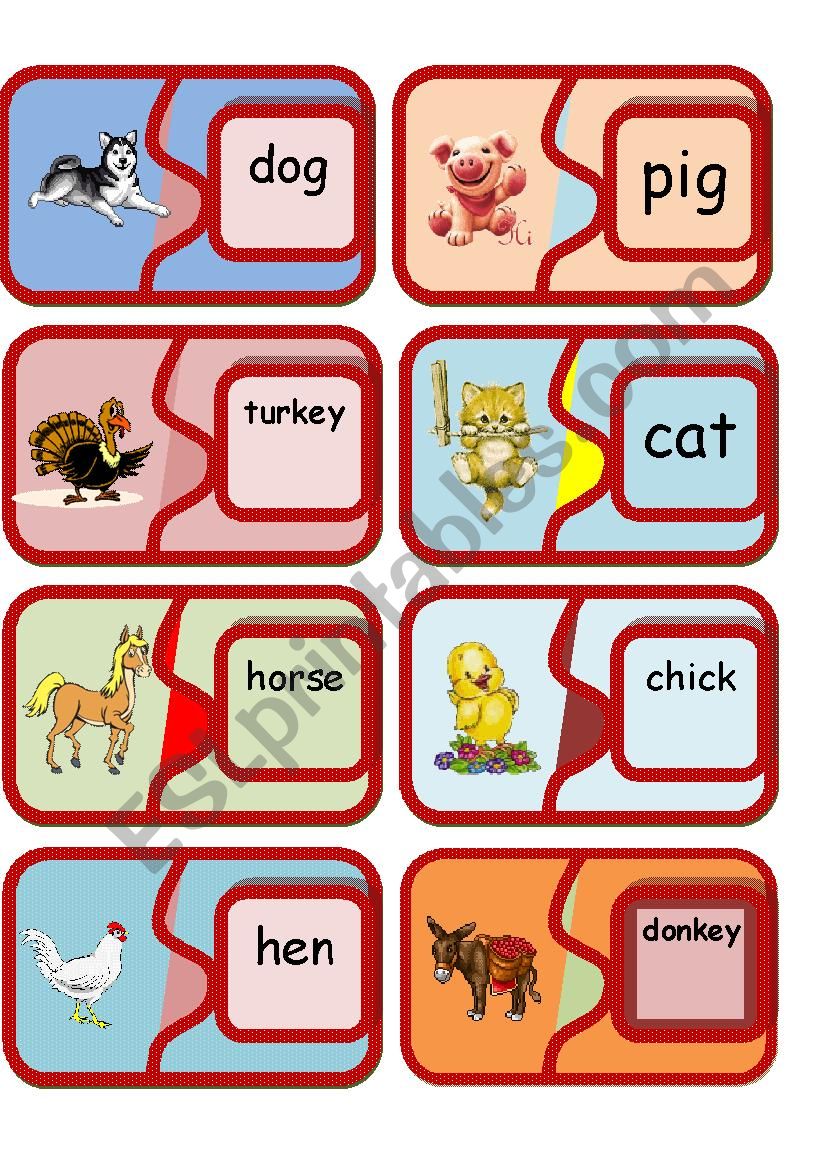 matching picture to word flashcards