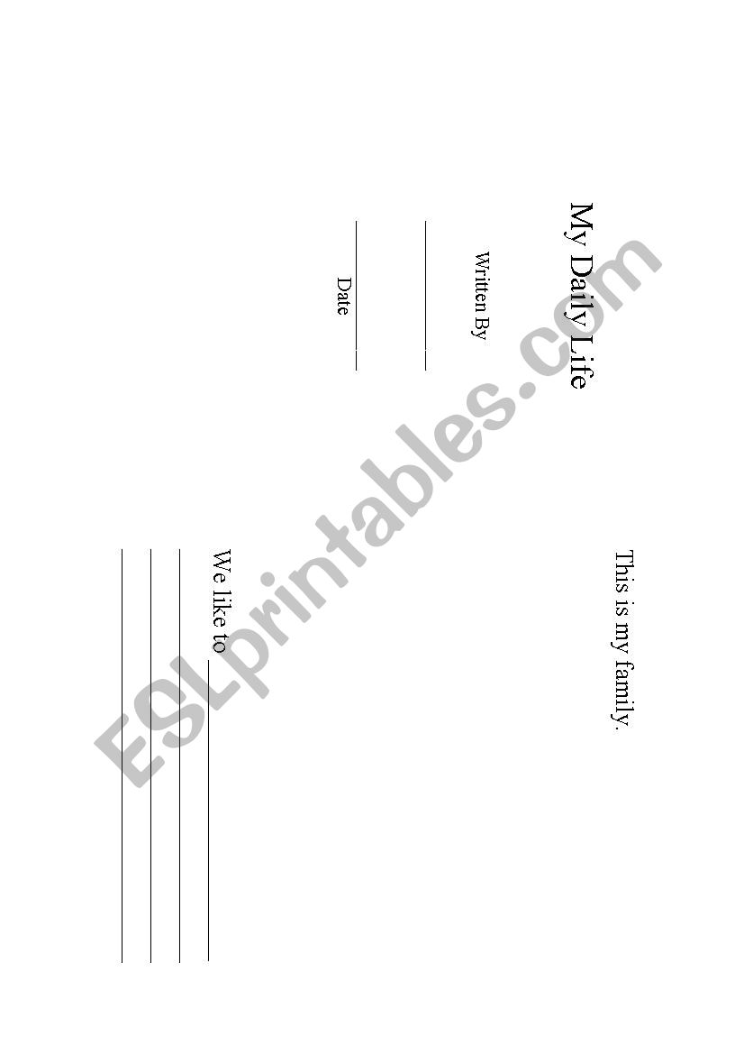 My daily life booklet worksheet