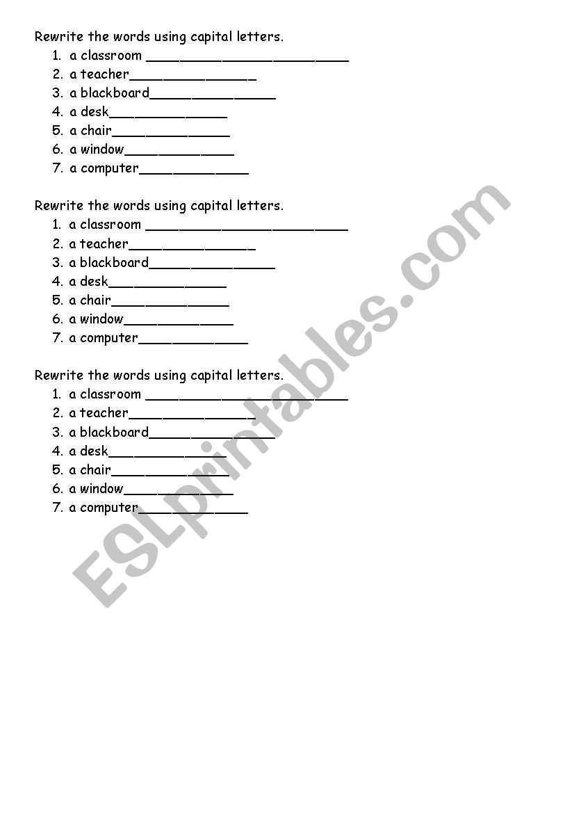 classroom vocabulary worksheet