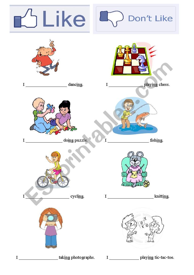 Like&donÂ´t like worksheet