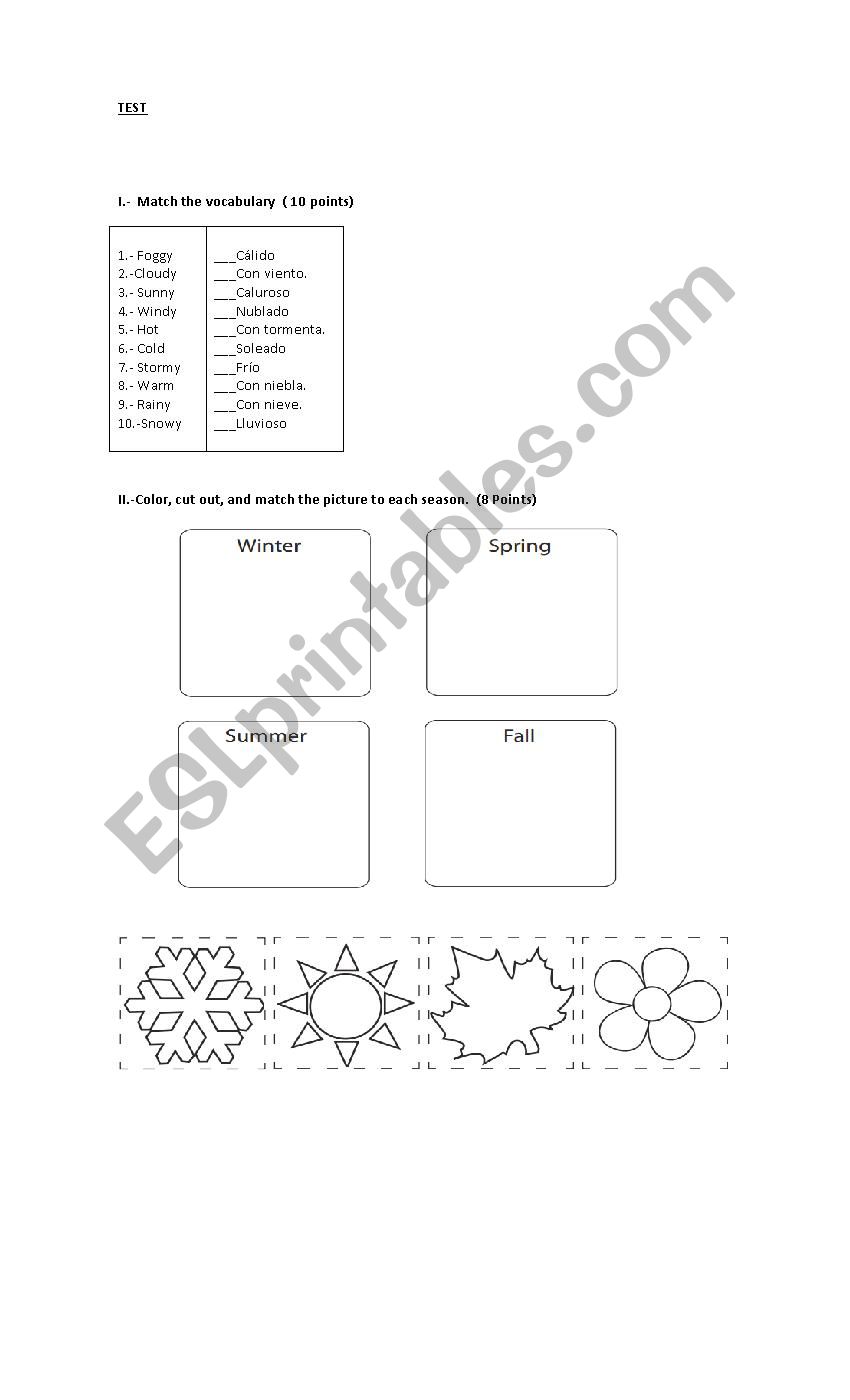 Seasons and weather worksheet