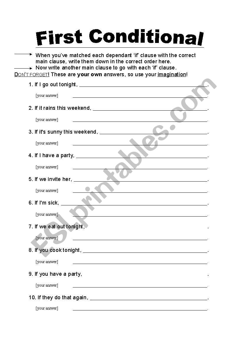 First Conditional worksheet worksheet