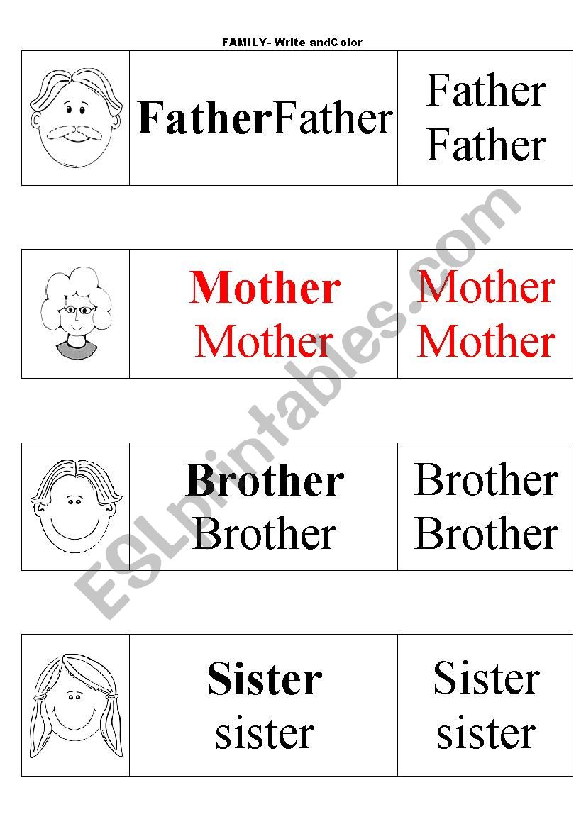 family members worksheet