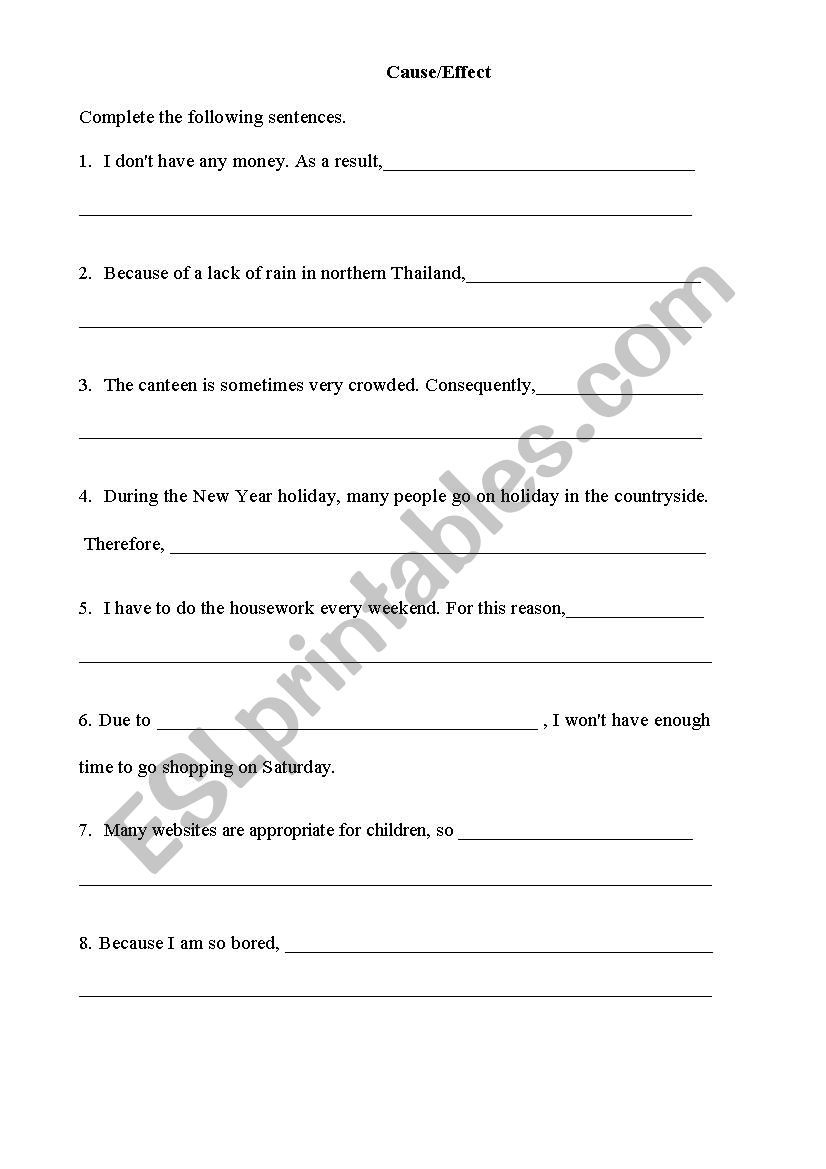 Introducing Cause and Effect  worksheet