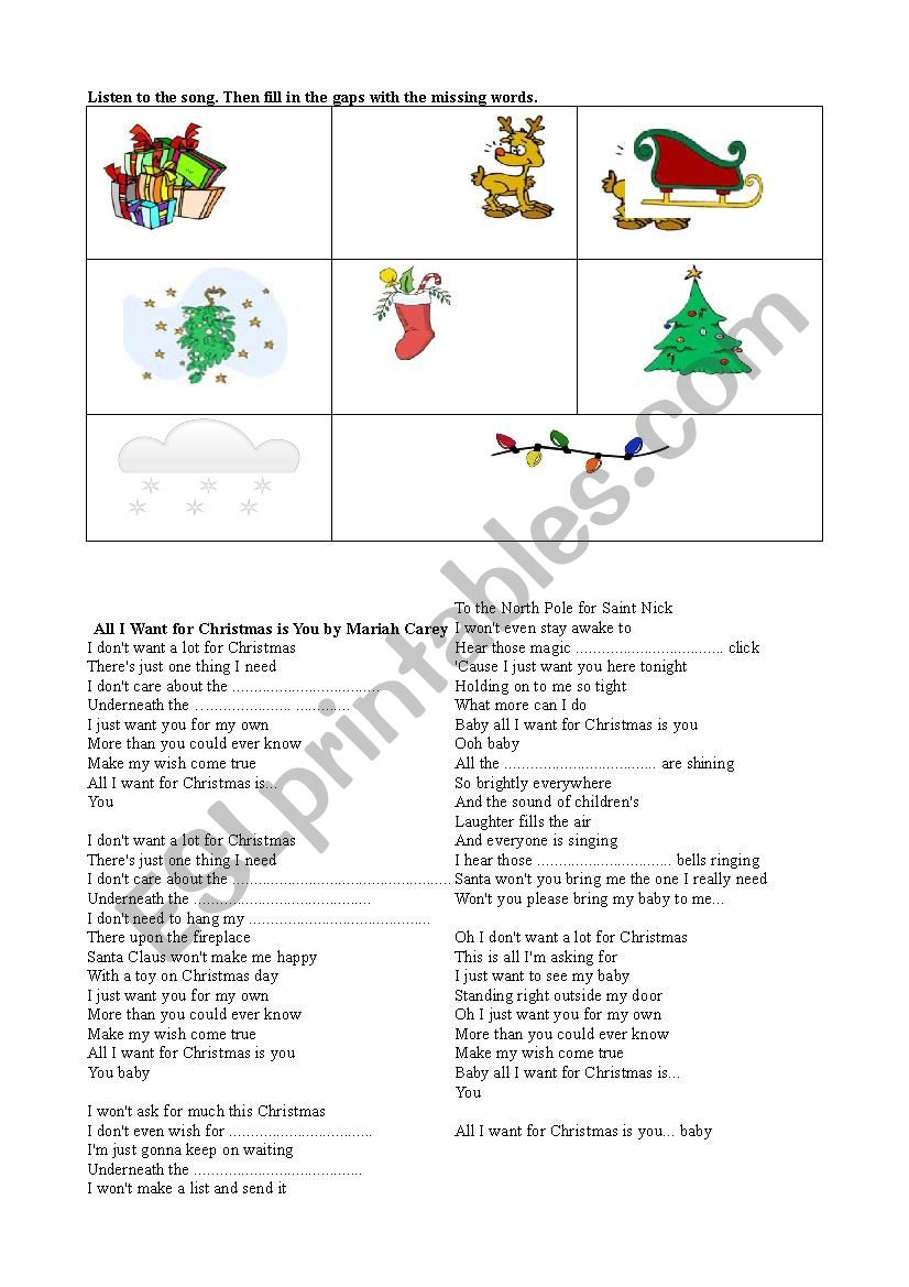 All I Want For Christmas by Mariah Carey song activity