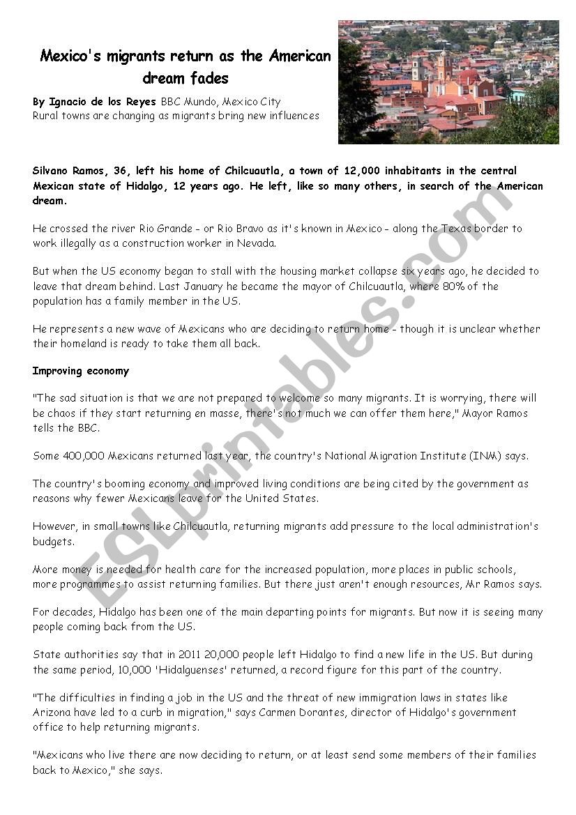 MexicoÂ´s migrant return as the american dream fades