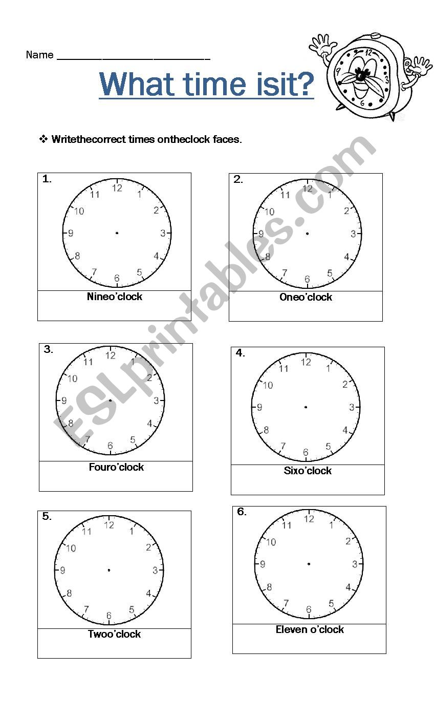 Telling the time worksheet