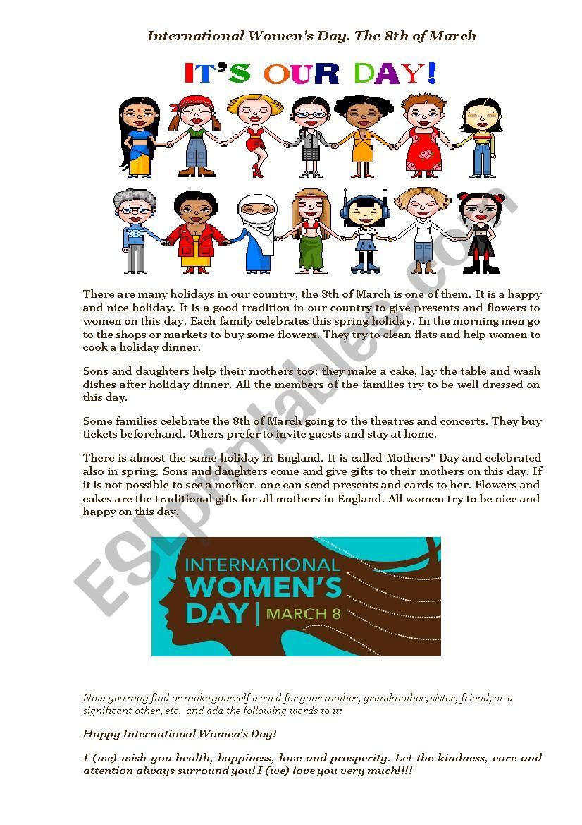 International Women´s Day. Topic ESL worksheet by lelya1512