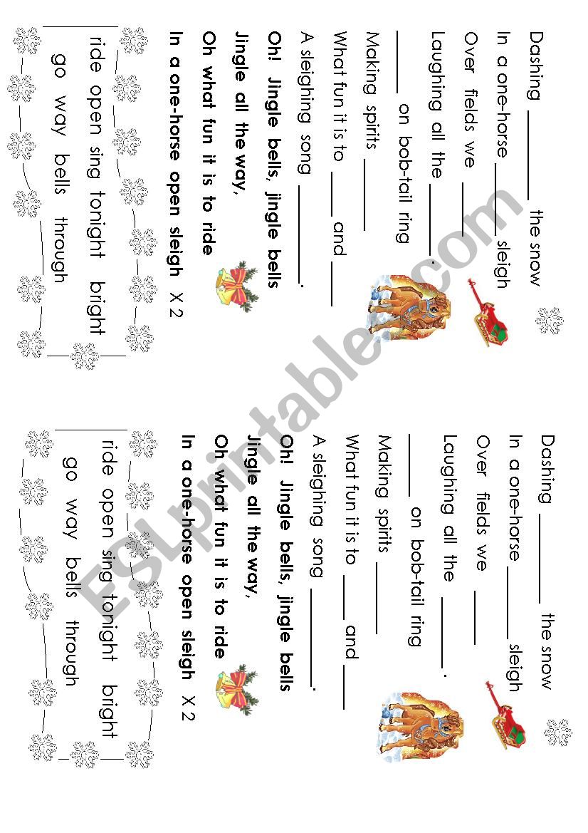 Jingle bells song worksheet