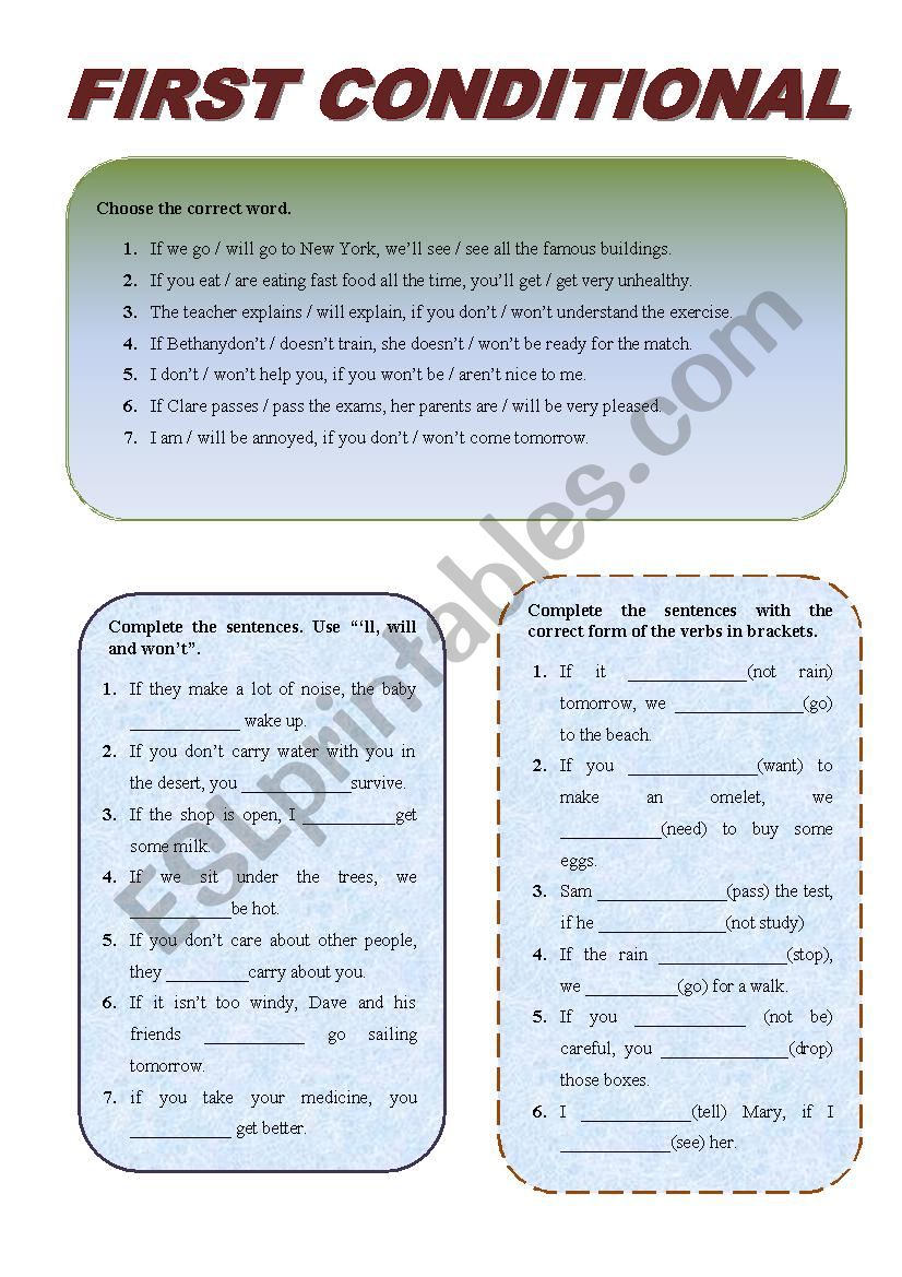 FIRST CONDITIONAL worksheet