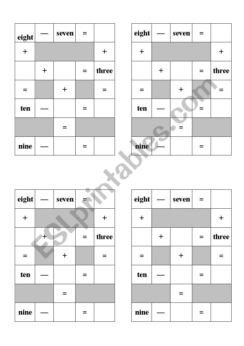 Puzzle numbers (1-10) worksheet